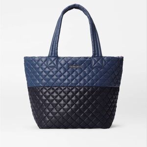 MZ Wallace Quilted Two-Tone Navy and Dark Navy Tote